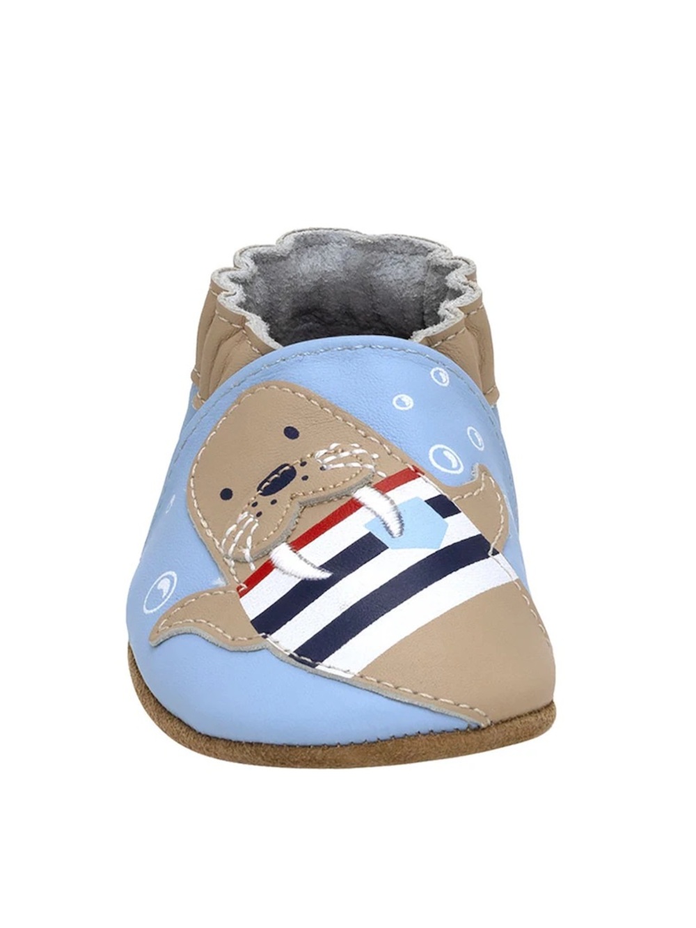 Robeez Blue and Tan Nautical Seal Baby Soft-Soled Shoes - Picture 4 of 6